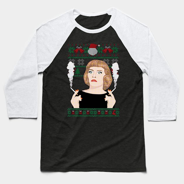 Ugly Christmas Bette Baseball T-Shirt by Jusstea